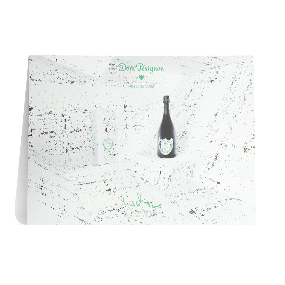 Dom Perignon Champagner Schild Wandbild 84x63 cmweißer Raum mit Flasche Vintage 2006