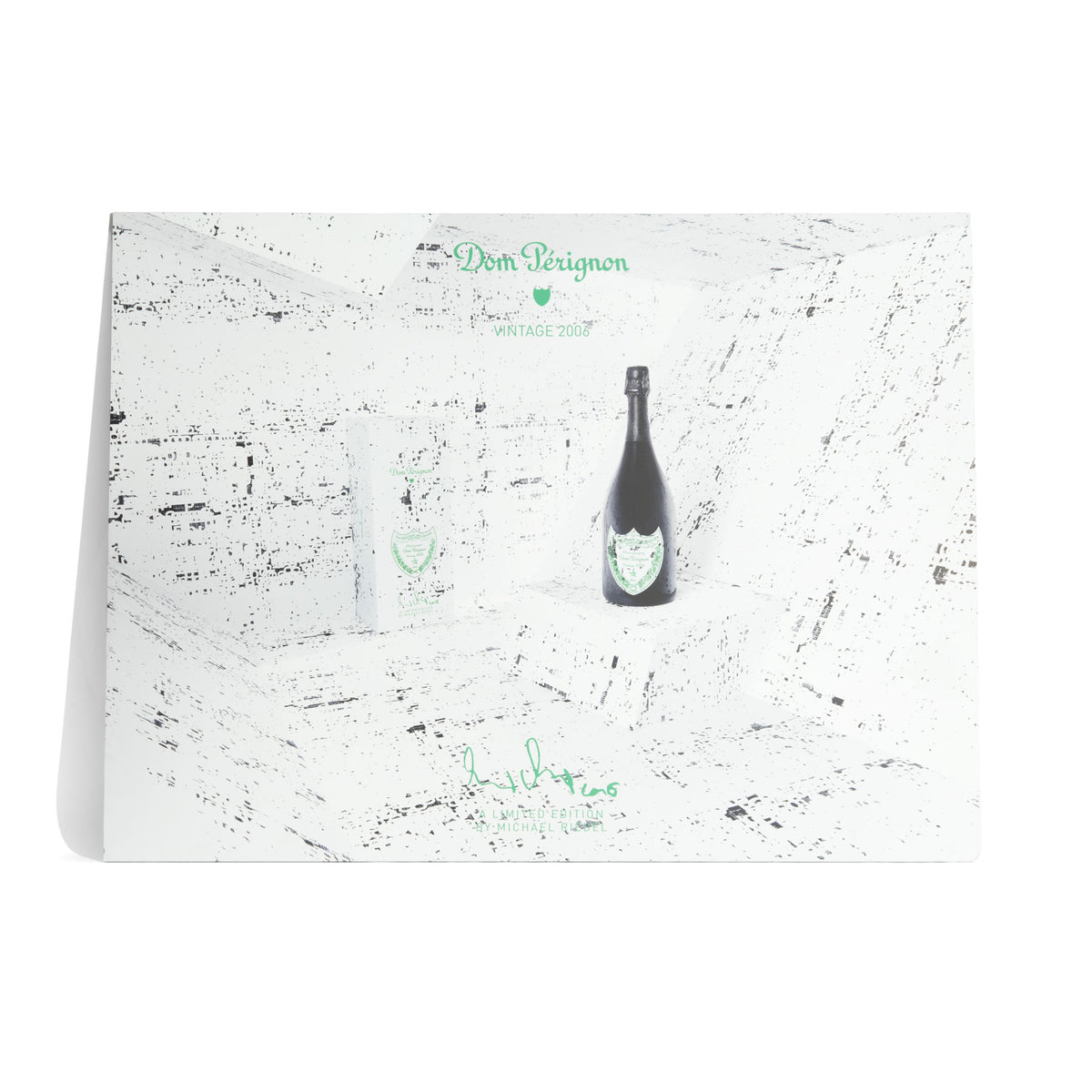 Dom Perignon Champagner Schild Wandbild 84x63 cmweißer Raum mit Flasche Vintage 2006