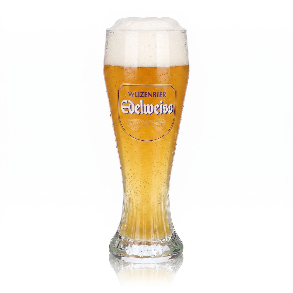 Edelweißbrauerei Bier Glas 0,5l Pokal Weizenbierglas Relief Sahm