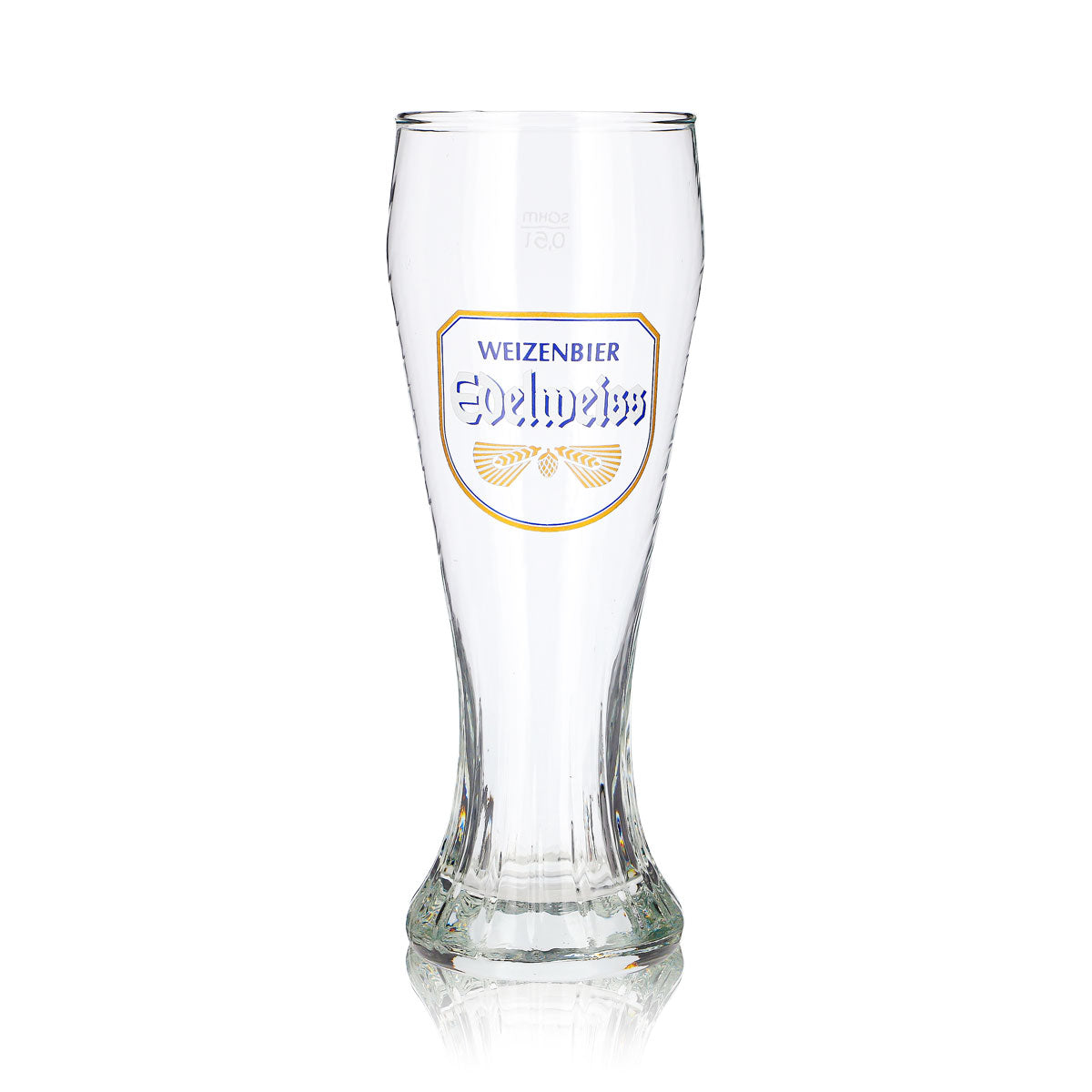 Edelweißbrauerei Bier Glas 0,5l Pokal Weizenbierglas Relief Sahm – Ansicht 2