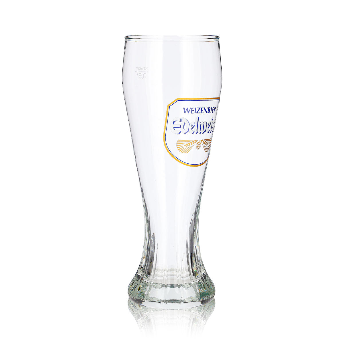 Edelweißbrauerei Bier Glas 0,5l Pokal Weizenbierglas Relief Sahm – Ansicht 3