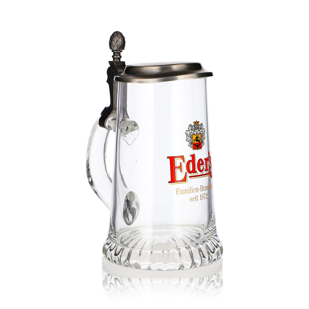 Eder Bier Glas 0,48l Krug Zinndeckel Familien-Brauerei seit