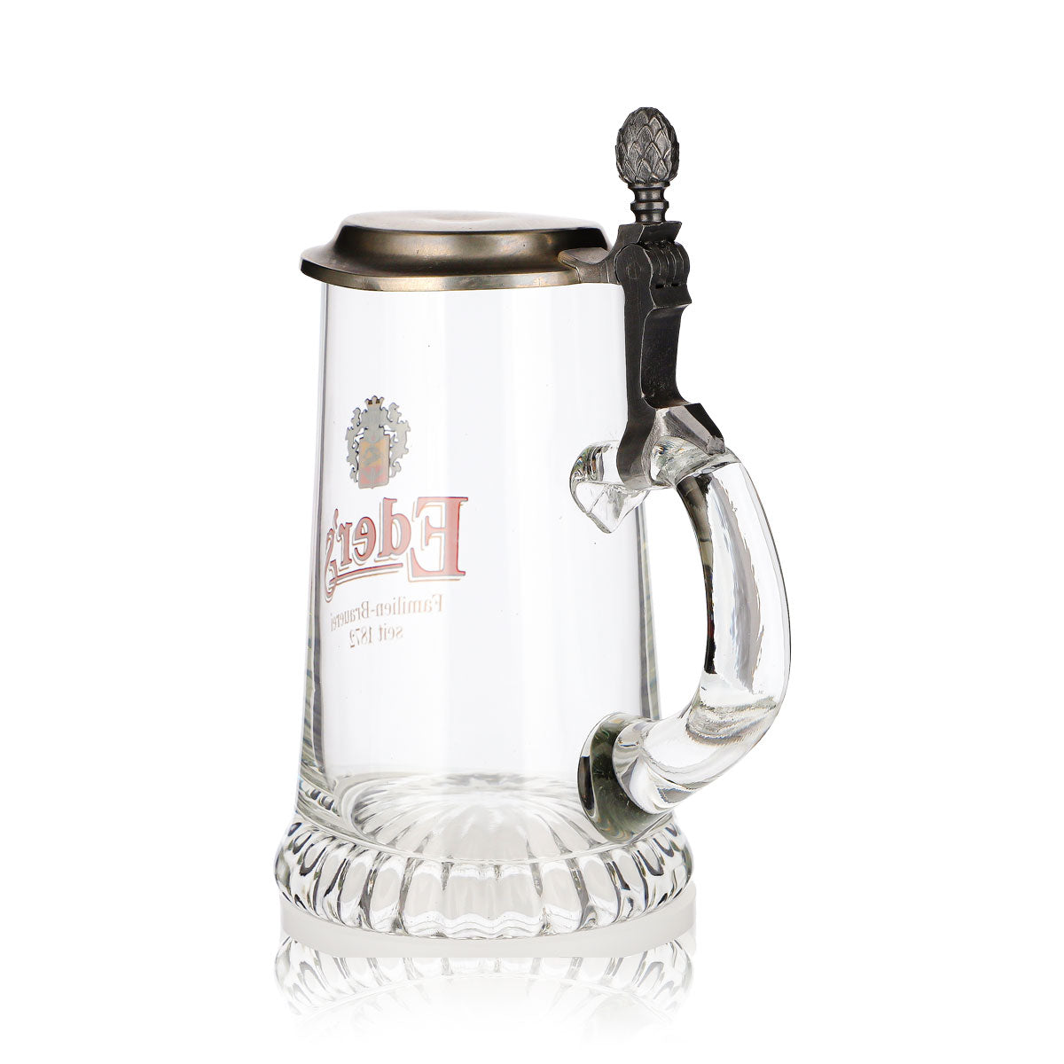 Eder Bier Glas 0,48l Krug Zinndeckel Familien-Brauerei seit – Ansicht 3