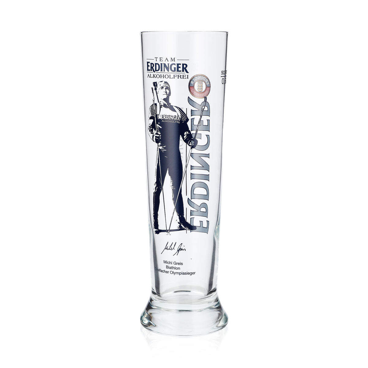Erdinger Bier Glas 0,5l Weißbierglas Editionsglas Michi Greis Alkfrei – Ansicht 3