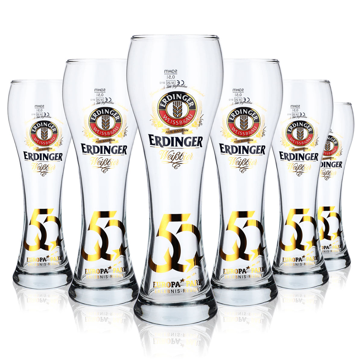Erdinger Weissbier Bierglas Glas Sammelglas 0,5l Weißbierglas 50 J. E.P. – Ansicht 4