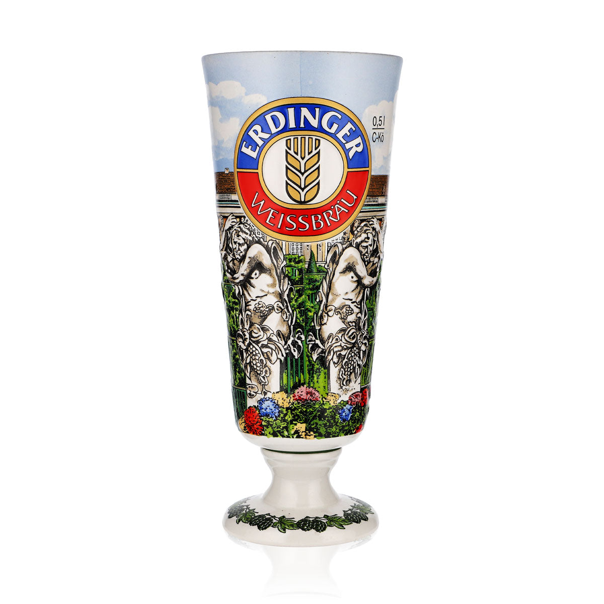 Erdinger Weissbräu Bier Glas 0,5l Pokal Ton Sammleredition Sanssouci 1992
