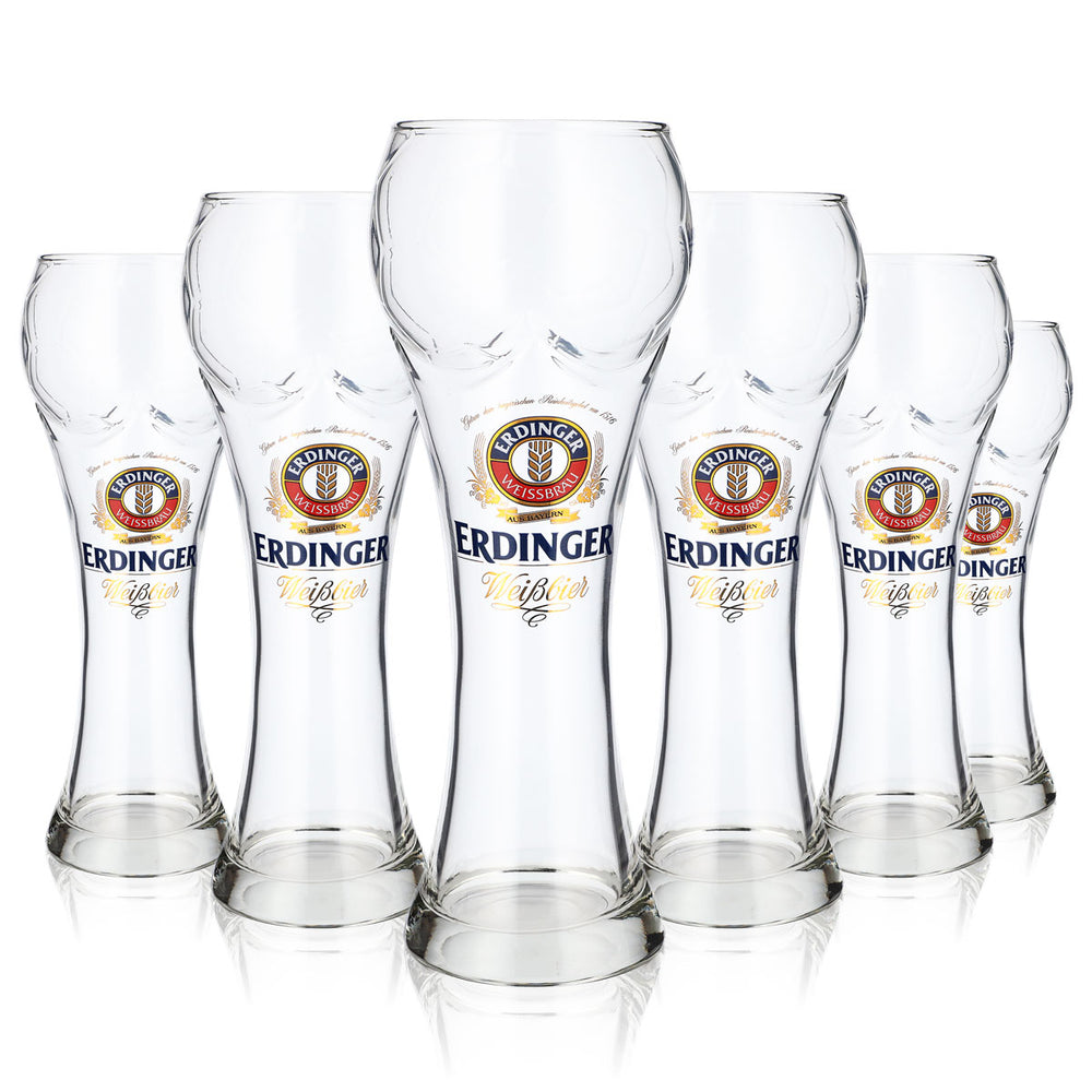 Erdinger Weissbräu Bier Glas Biergläser 0,5l Weißbierglas Fußball-Kontur