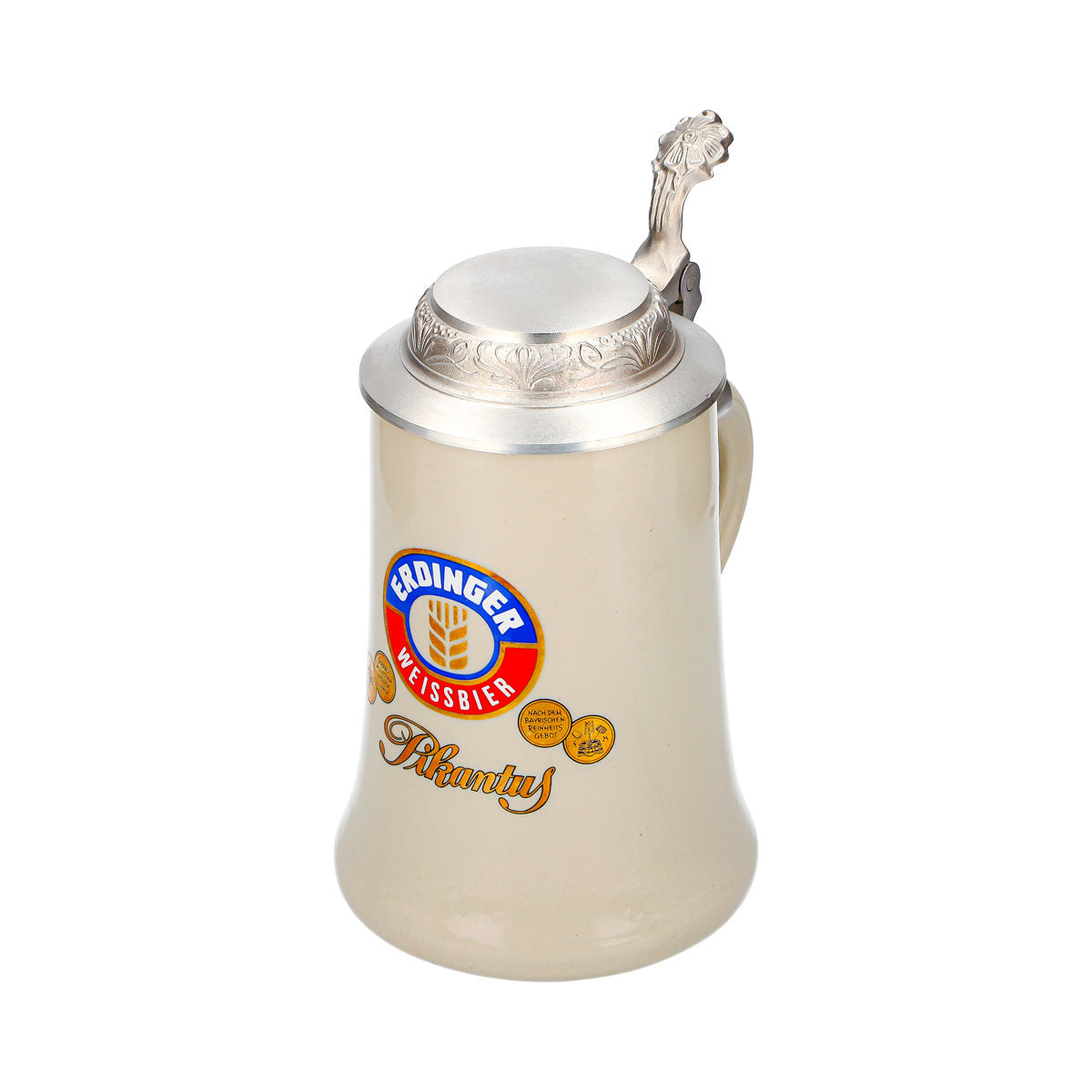 Erdinger Weissbräu Bier Glas Tonkrug 0,5l mit Zinndeckel Pikantus Ton Sahm – Ansicht 6