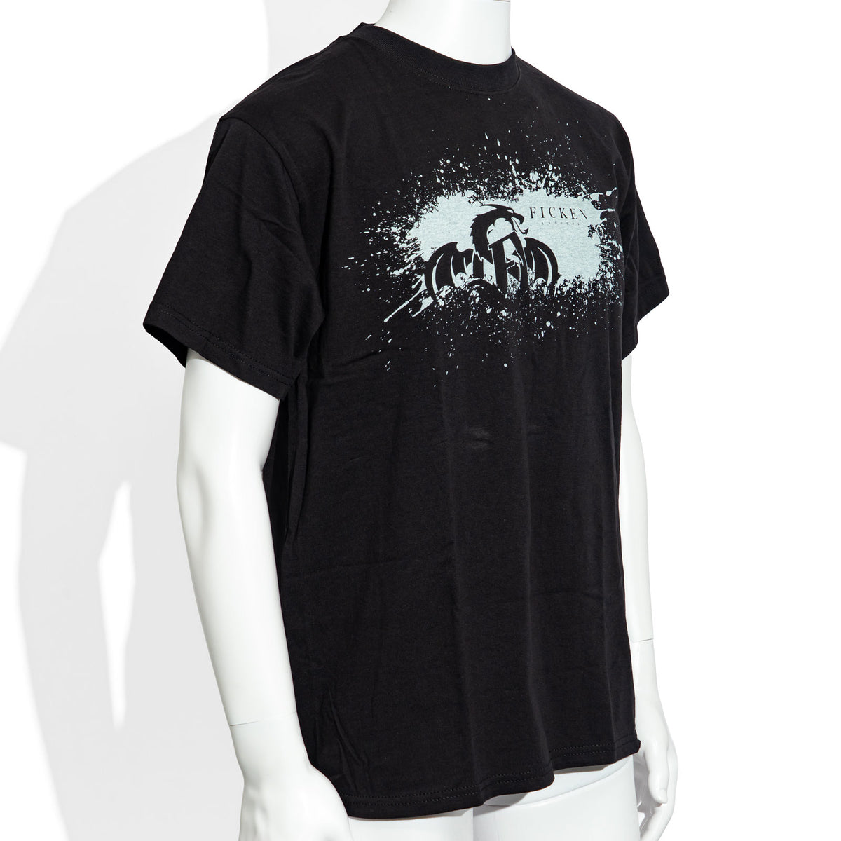 Ficken Likör Glas Schwarz Drachenmotiv silberner Druck Gr. L Baumwolle T-Shirt – Ansicht 2