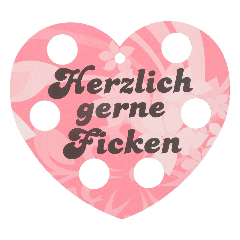 Ficken Shothalter Herzform Rosa Herzlich gerne Ficken Papier Schild Tablett