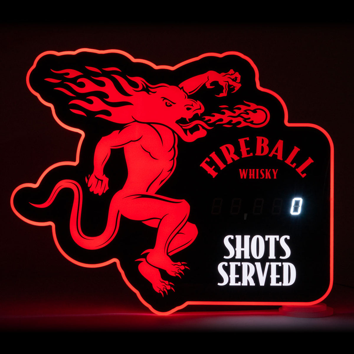 Fireball Leuchtreklame LED Wallsign Wandschild Shots served Counting Bardeko