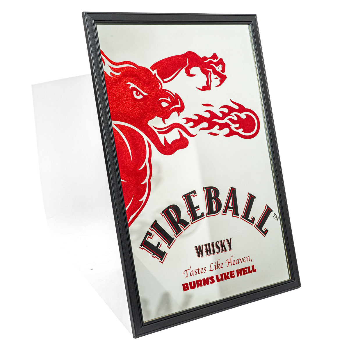 Fireball Spiegel Wand Dekoration Drachenmotiv Mit Rahmen 103x73cm Bar Kneipe