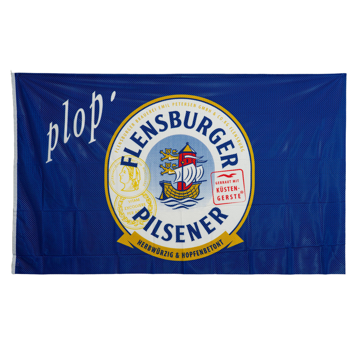 Flensburger Glas Mischgewebe Pilsener Hiss Flagge Banner Fahne Vertikalfahne
