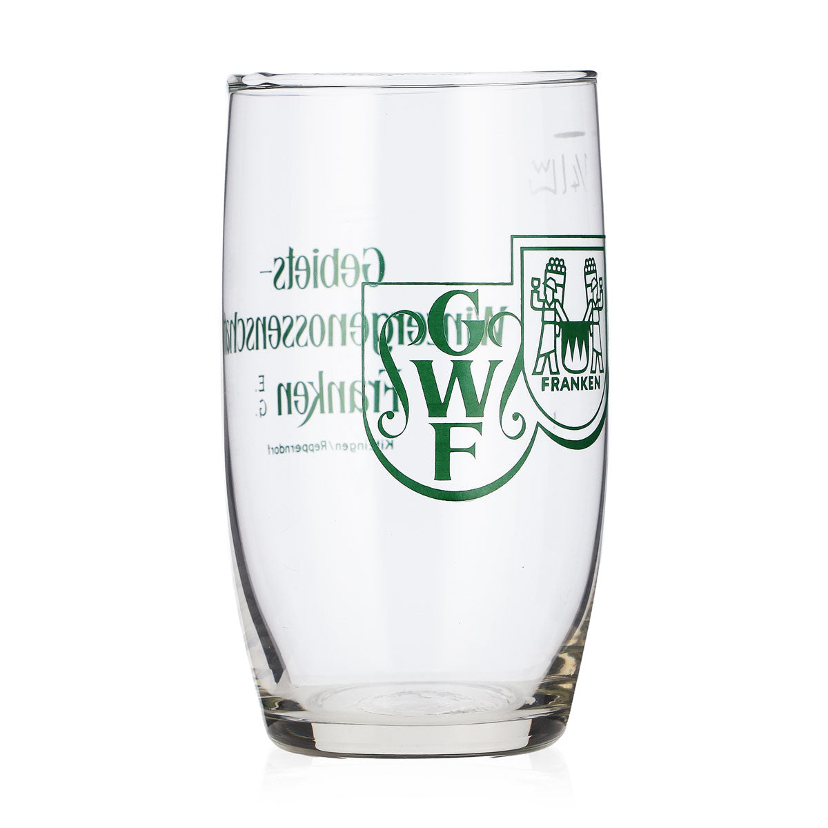 Franken Wein Glas Becherglas 0,1l Gebiets Winzergenossenschaft grünes Logo – Ansicht 2