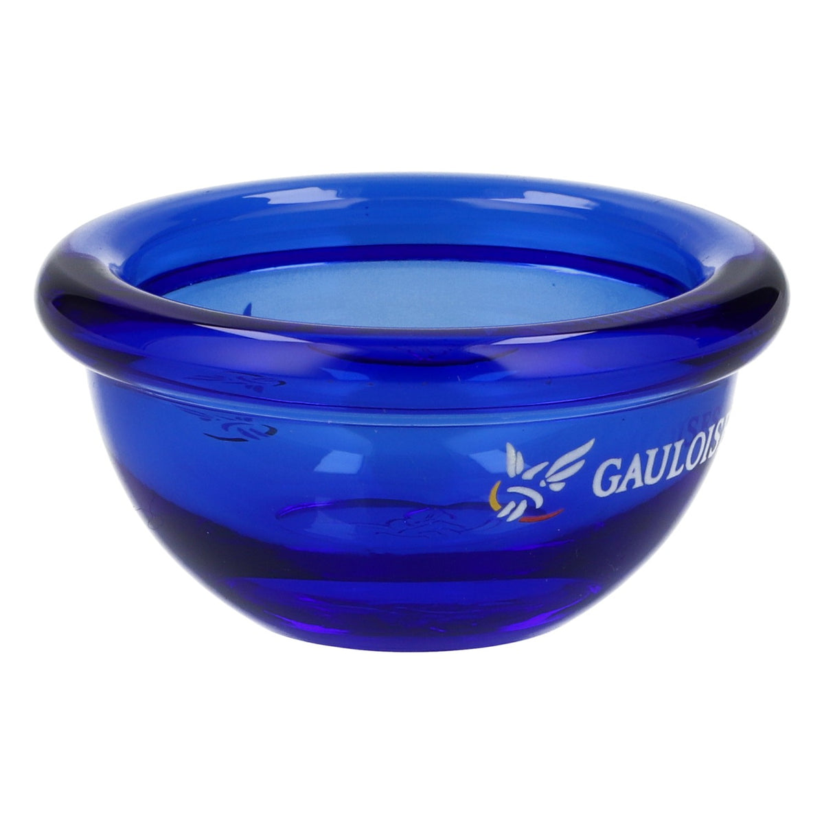 Gauloises Aschenbecher Glas mit Logo MINI rund blau Barzubehör Sammlerstück – Ansicht 2