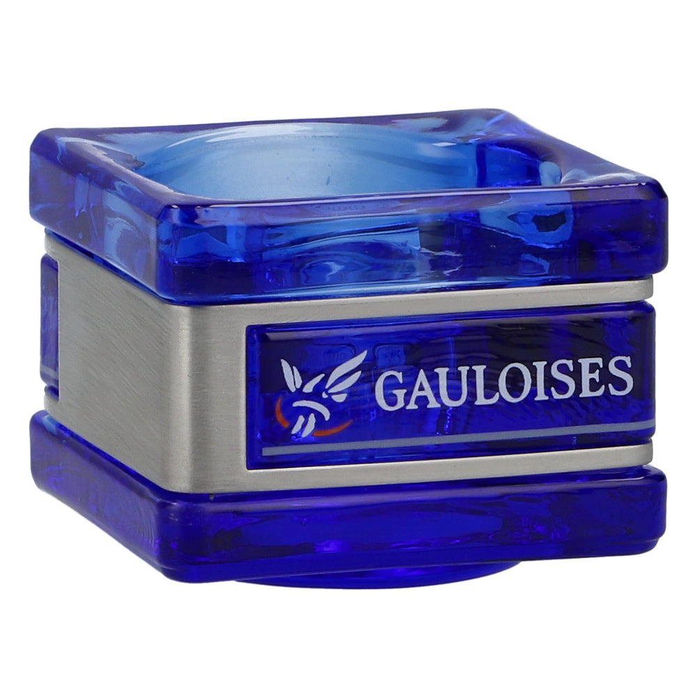 Gauloises Teelicht Windlicht Glas Blau 5x5x4 cm Sammlerstück Deko