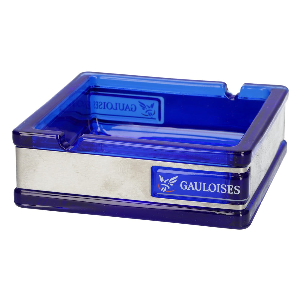 Gauloises Zigaretten Aschenbecher Blau Glas 10x10cm Glasascher Raucher Zubehör