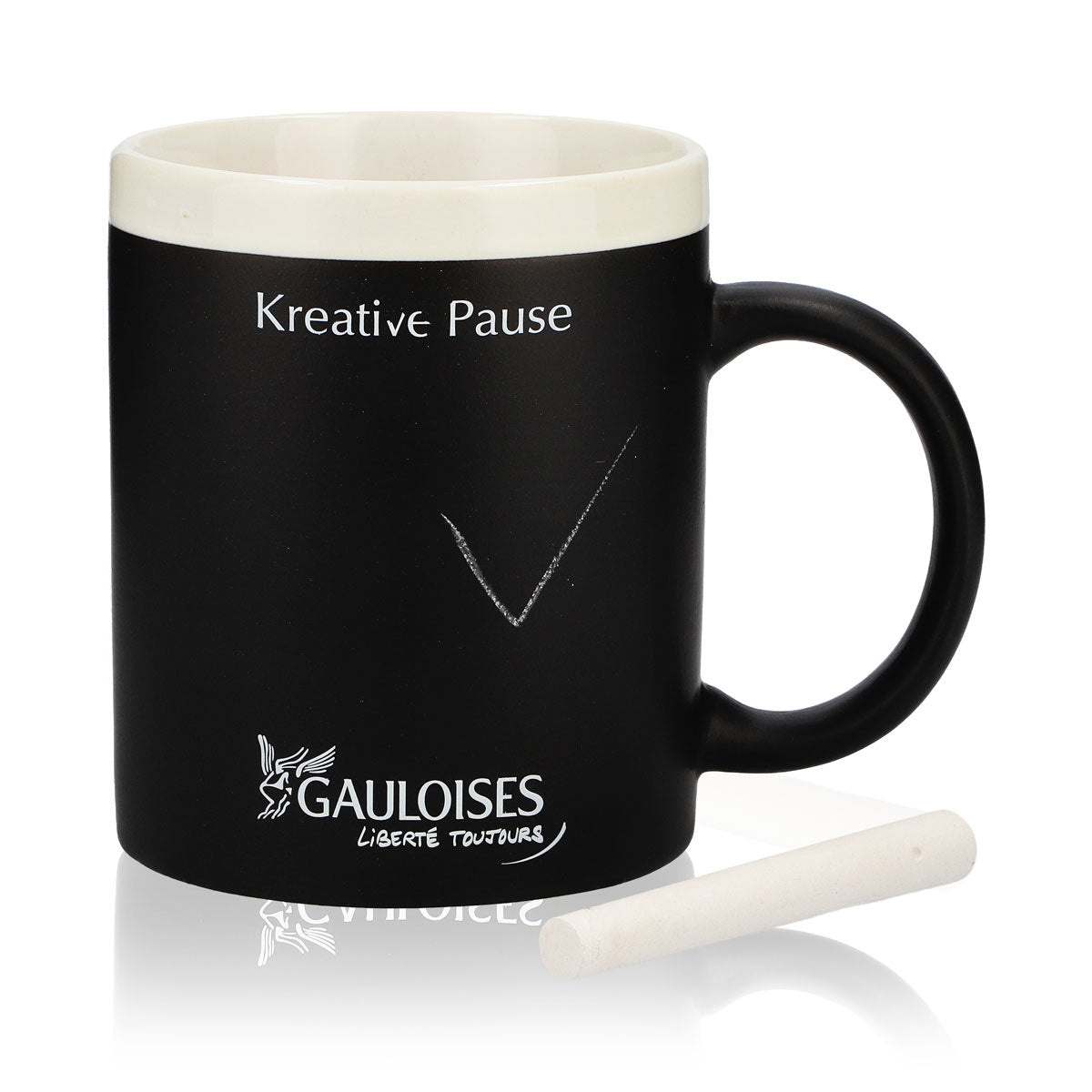 Gauloises Zigaretten Glas 0,31l Tasse Becher Schwarz zum Beschriften m. Kreide – Ansicht 5