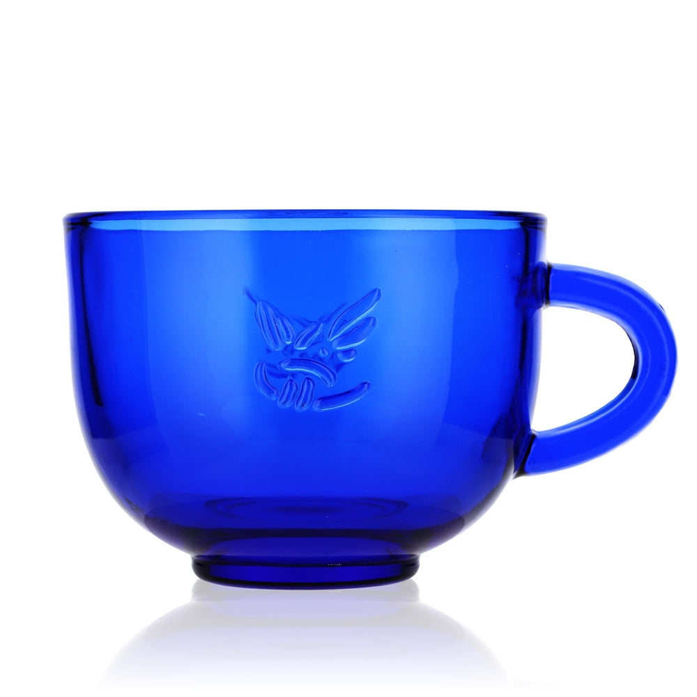 Gauloises Zigaretten Glas Kaffeebecher 0,4l Kaffetasse blaue Ausführung