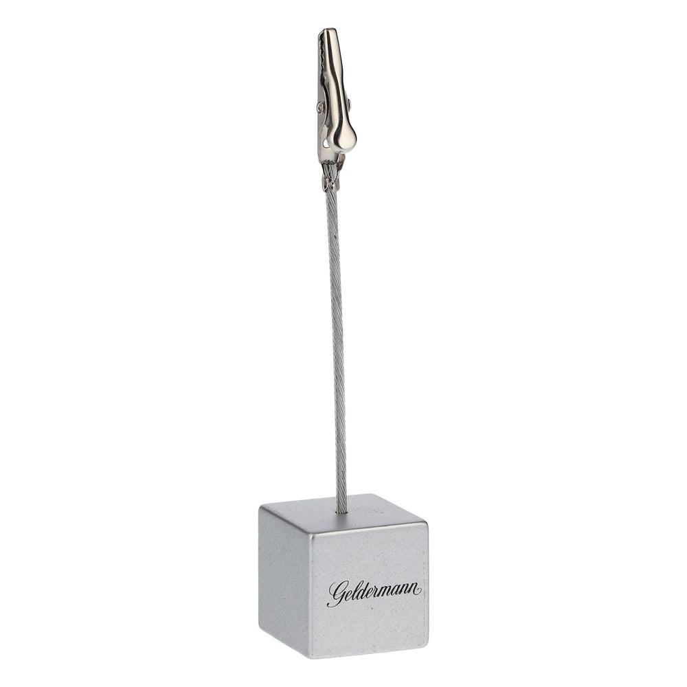 Geldermann Sekt Tischaufsteller Aufsteller Metall Silber Kartenhalter Bar