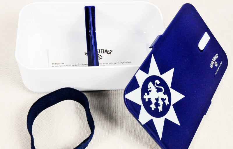 Gerolsteiner Brotdose Lunchbox Mikrowellengeeignet Blau Weiß mit Trennwand – Ansicht 2