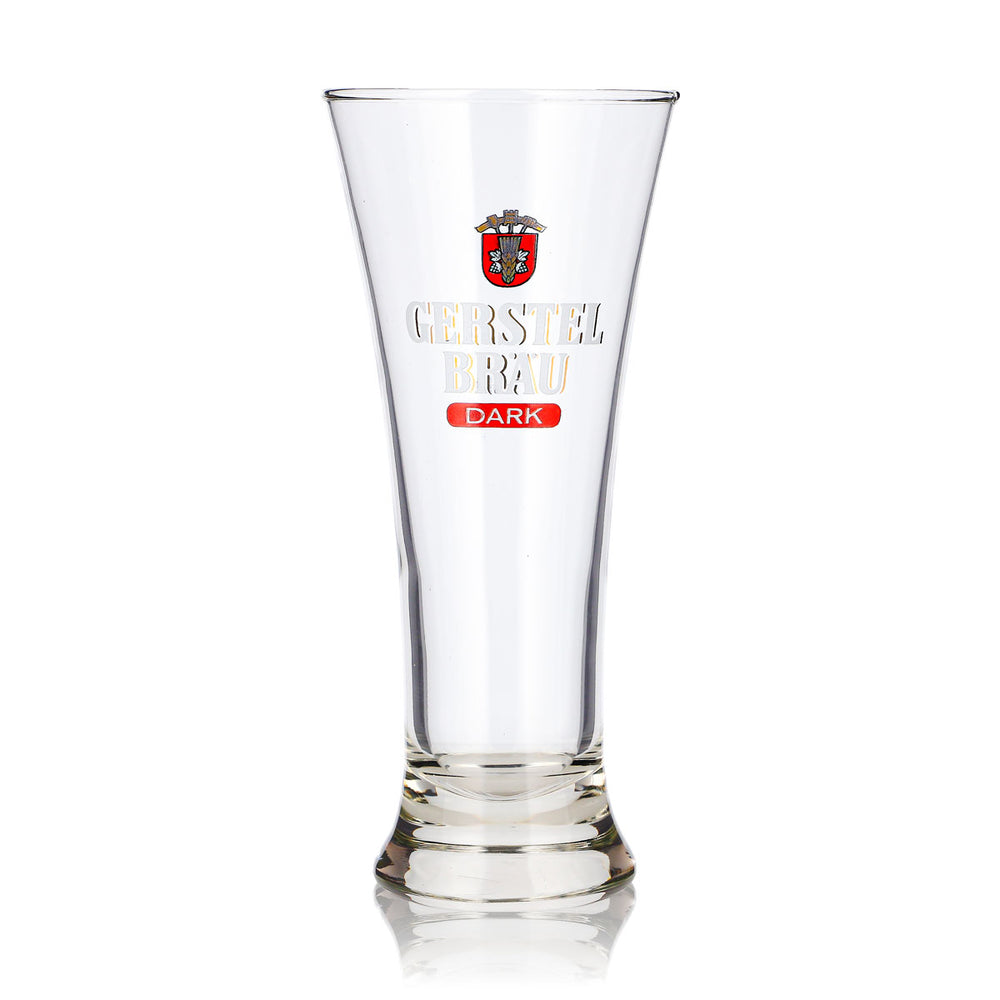 Gerstel Bräu Bier Glas 0,32l Longdrink rotes Logo Dark Durabor