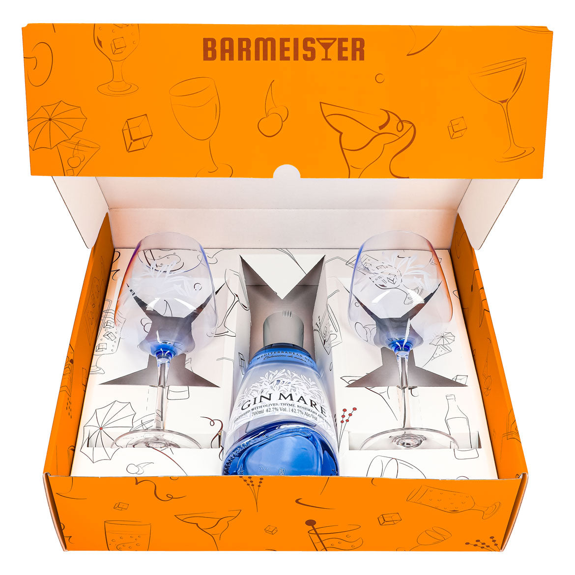 Gin Mare Geschenkset 0,7l 42,7% + Ballonglas Copa I Orange – Ansicht 2