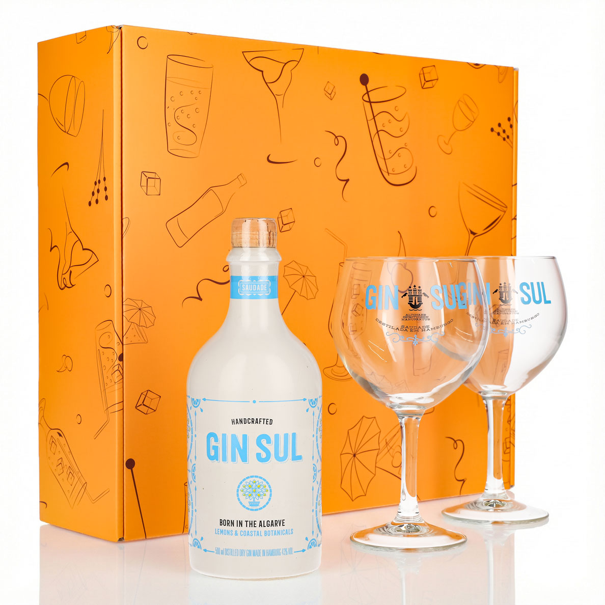 Gin Sul Geschenkset 0,5l 43,5% + Ballonglas I Orange