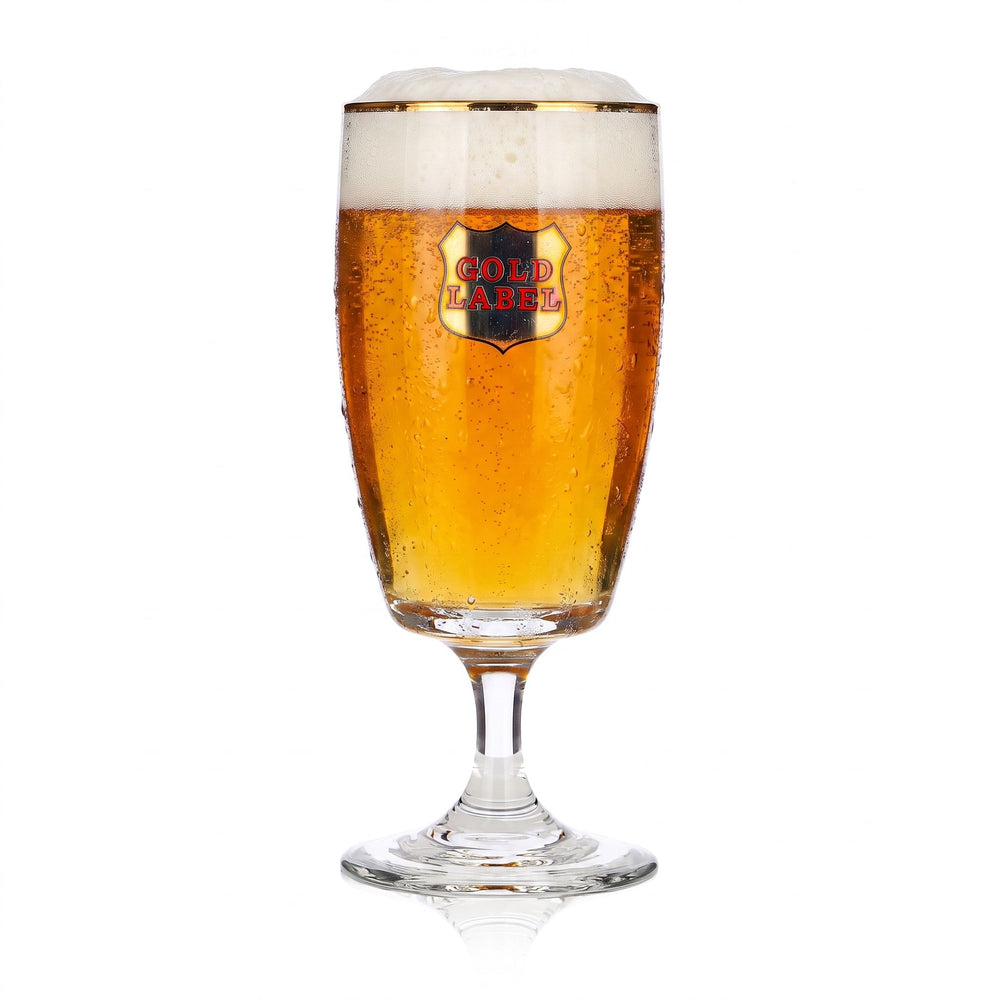Gold Label Bier Glas 0,24l Pokal Goldrand goldenes Logo