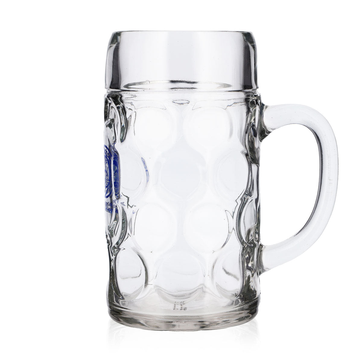 Gold Ochsen Bier Glas 1l Krug Blaues Logo – Ansicht 5