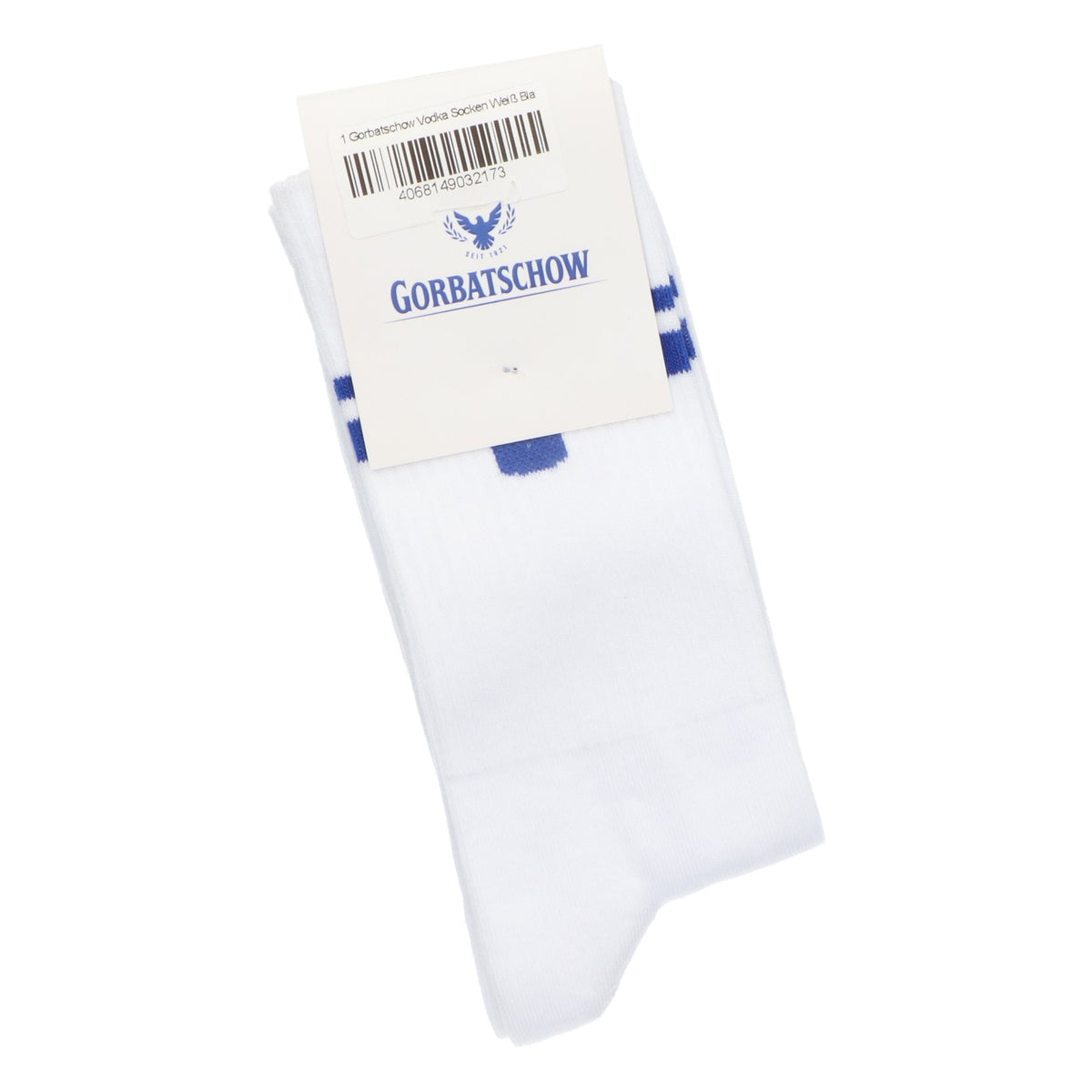 Gorbatschow Socken Weiß Blaue Streifen Größe 42-46 Unisex Tennissocken Strümpfe – Ansicht 2