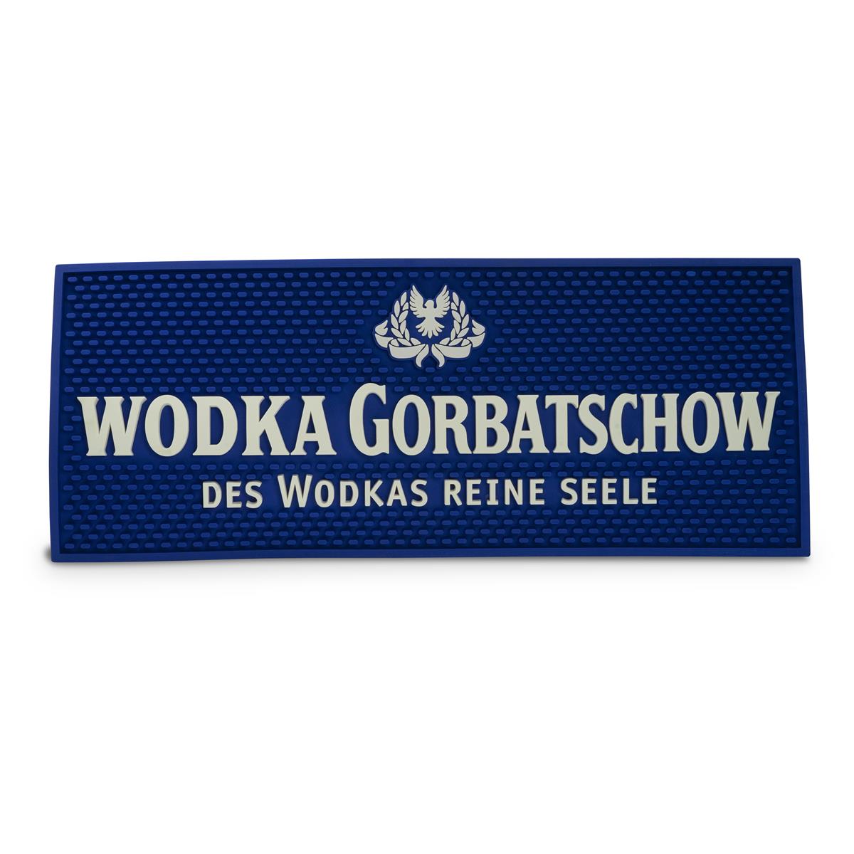 Gorbatschow Vodka Barmatte Abtropfmatte Barzubehör groß blau 50 x 20
