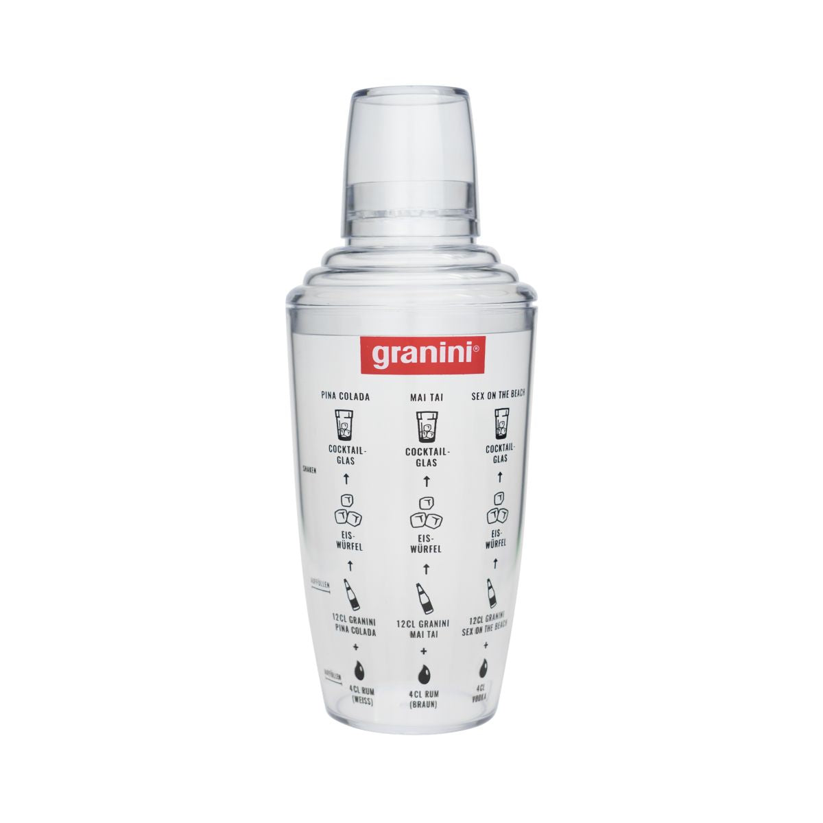 Granini Cocktail Shaker Messbecher mit Rezepten Mixingglas Barzubehör Hausbar