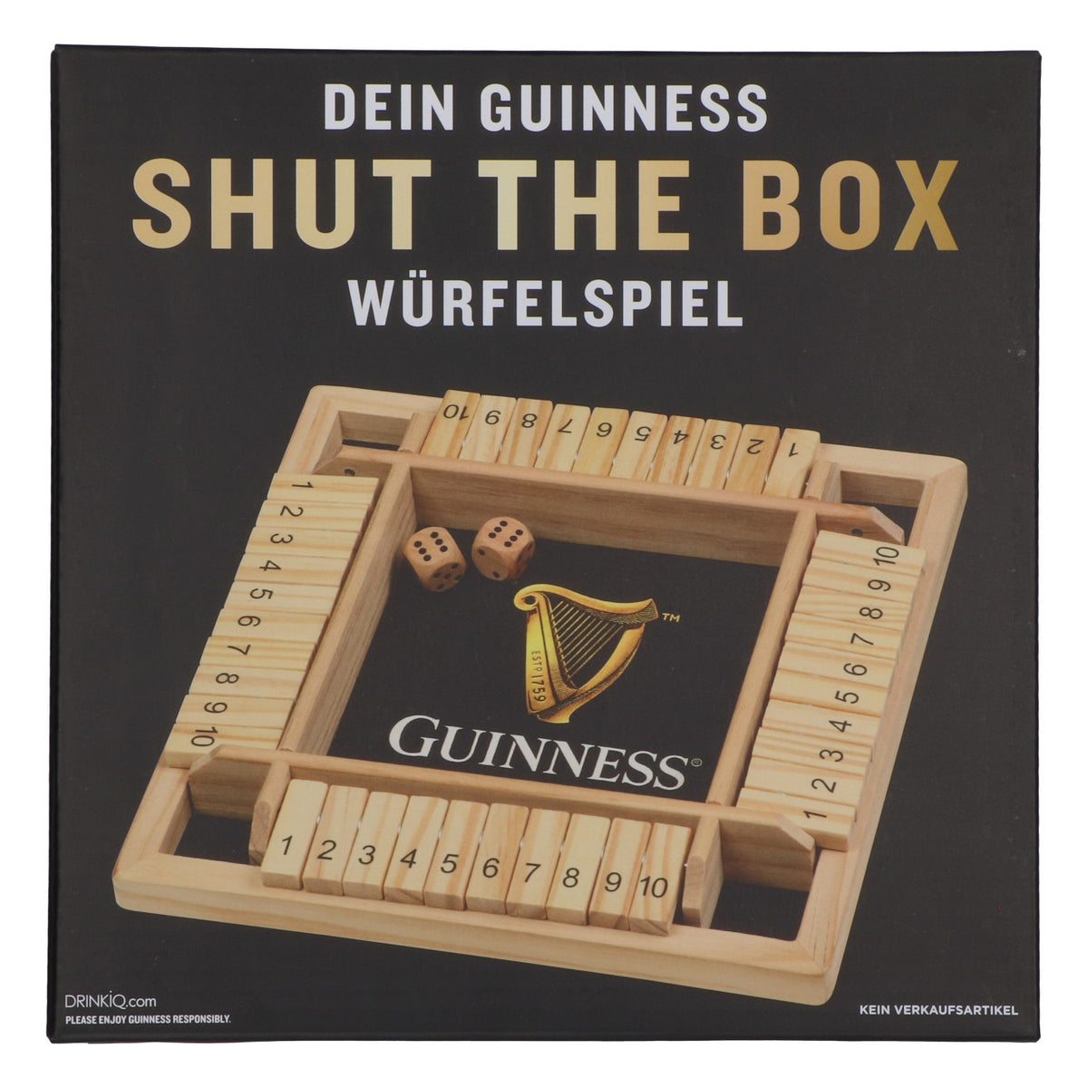 Guinness Bier Würfelspiel Shut The Box Holz neu braun – Ansicht 4