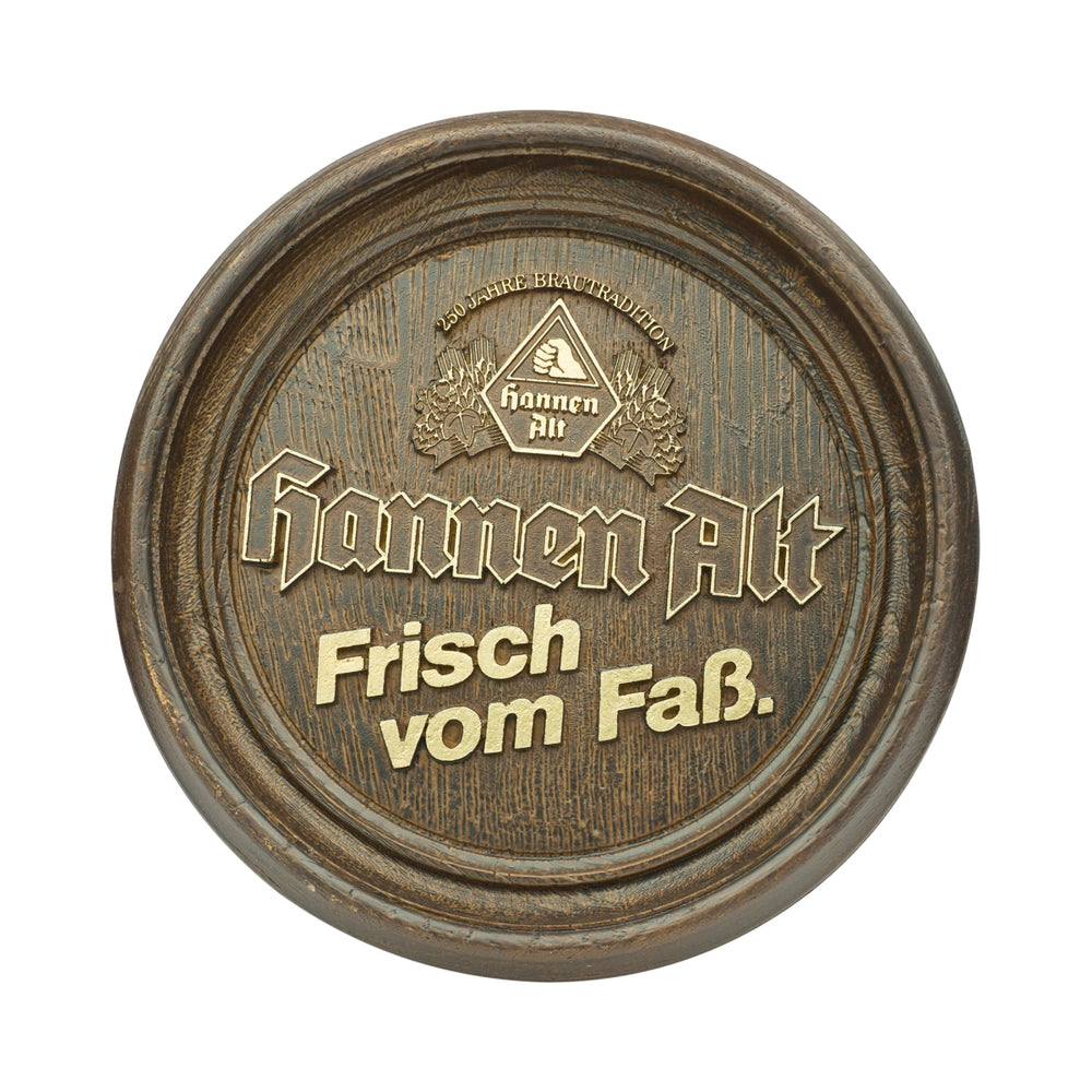 Hannen Alt Brauerei Bier Fassboden Werbeschild 35x6,5 Holzoptik Tafel Reklame