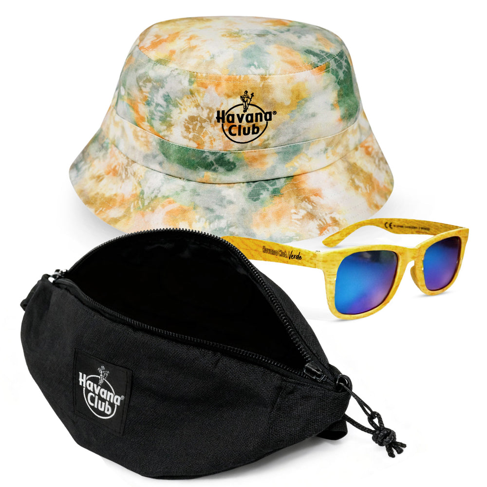 Havana Club Freizeit Bundle Set aus Sonnenbrille Bauchtasche Anglerhut