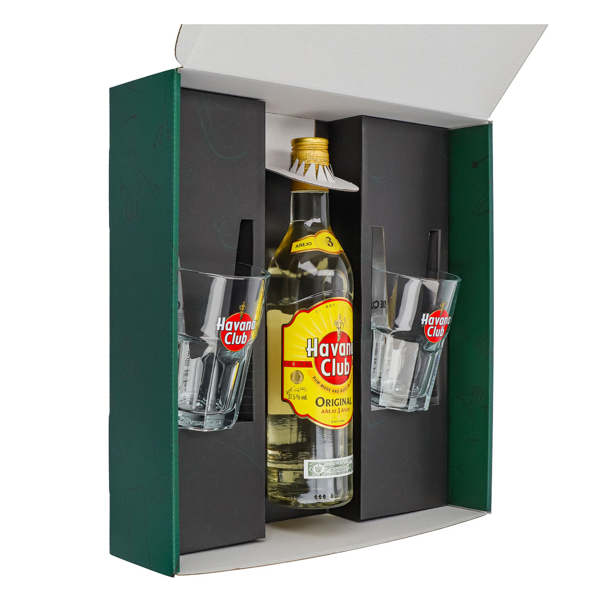 Havana Club Geschenkset 0,7l Flasche 37,5 % Vol. + Longdrink Gläser–grün – Ansicht 4