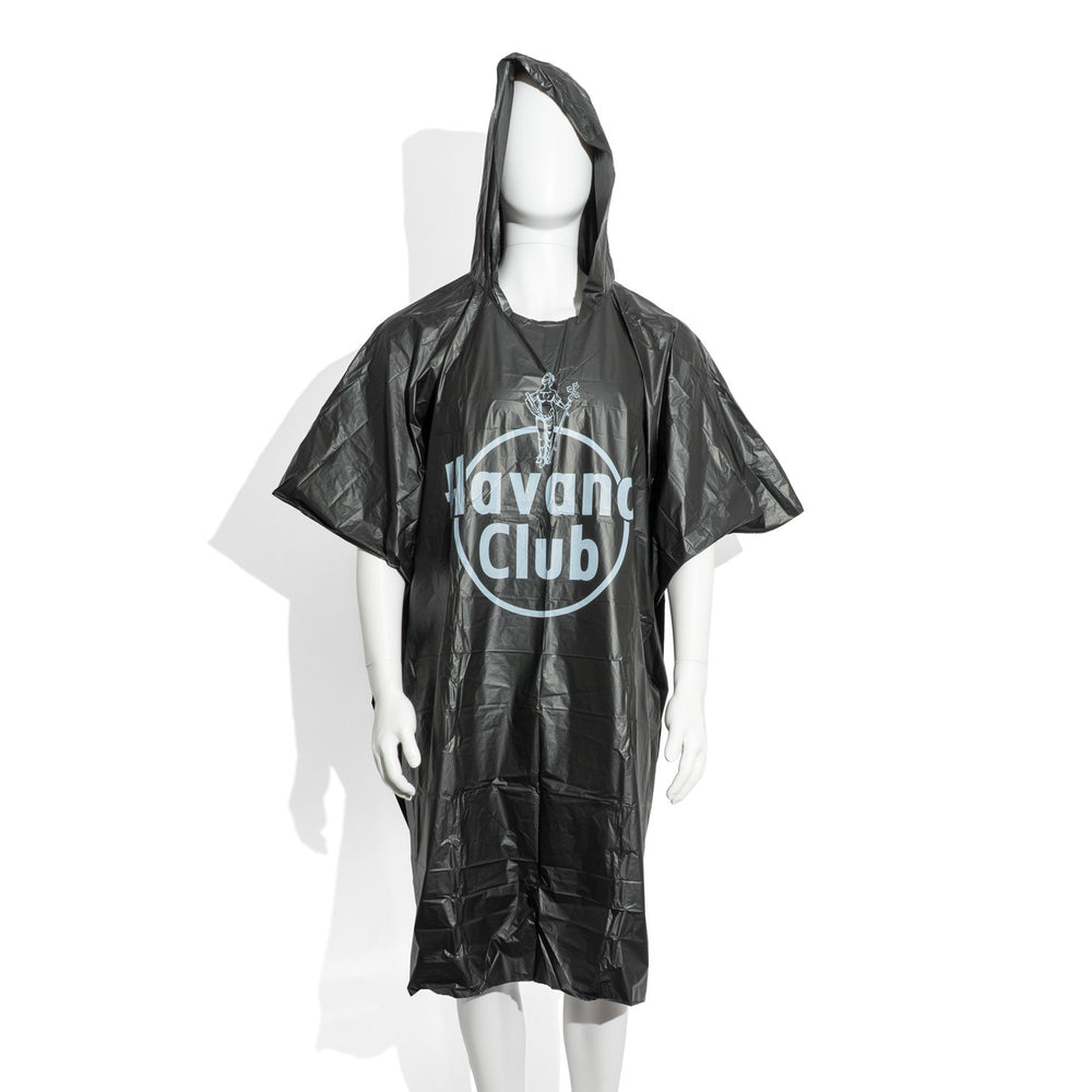 Havana Club Rum Regenponcho Festival Regenschutz Outdoor Kapuze Schwarz