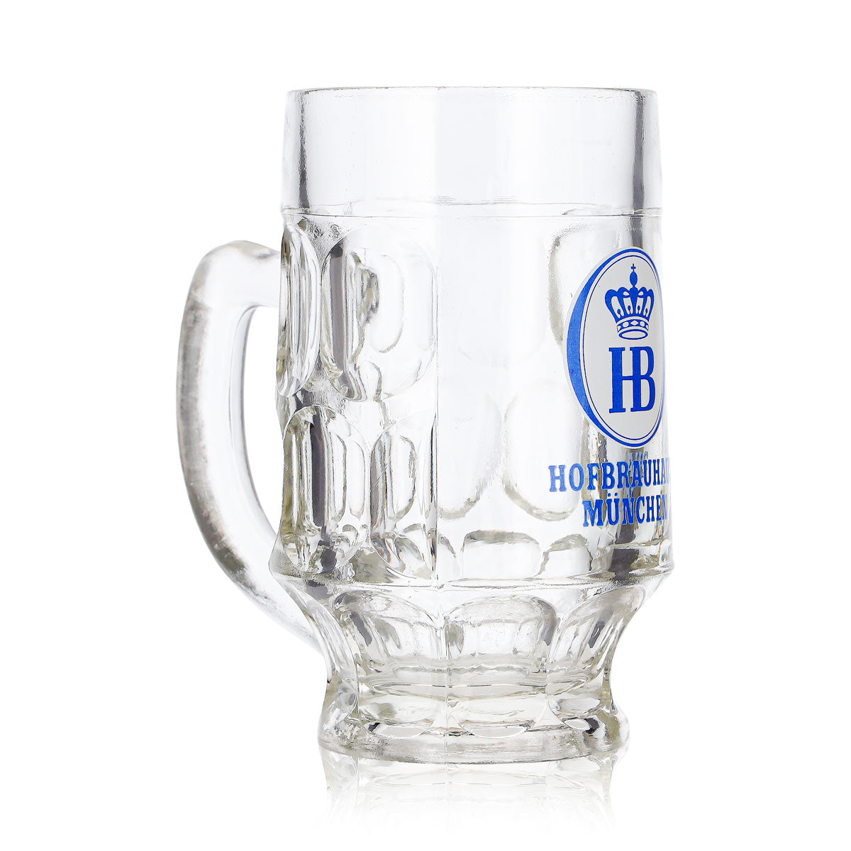 HB München Bier Glas 0,25l Krug Relief blau/weißes Logo – Ansicht 3