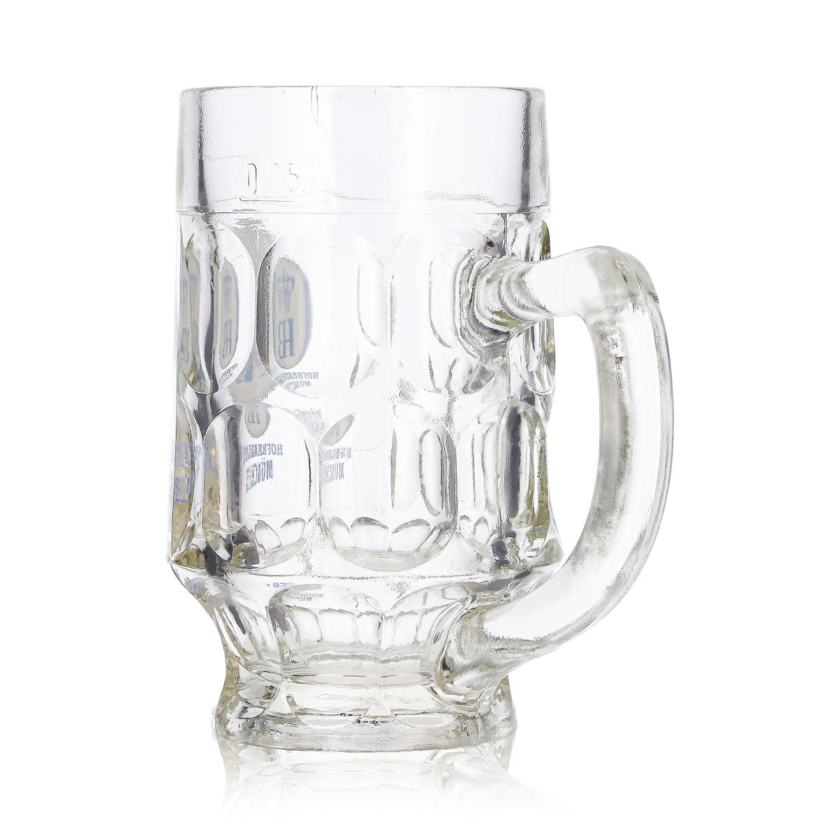HB München Bier Glas 0,25l Krug Relief blau/weißes Logo – Ansicht 5