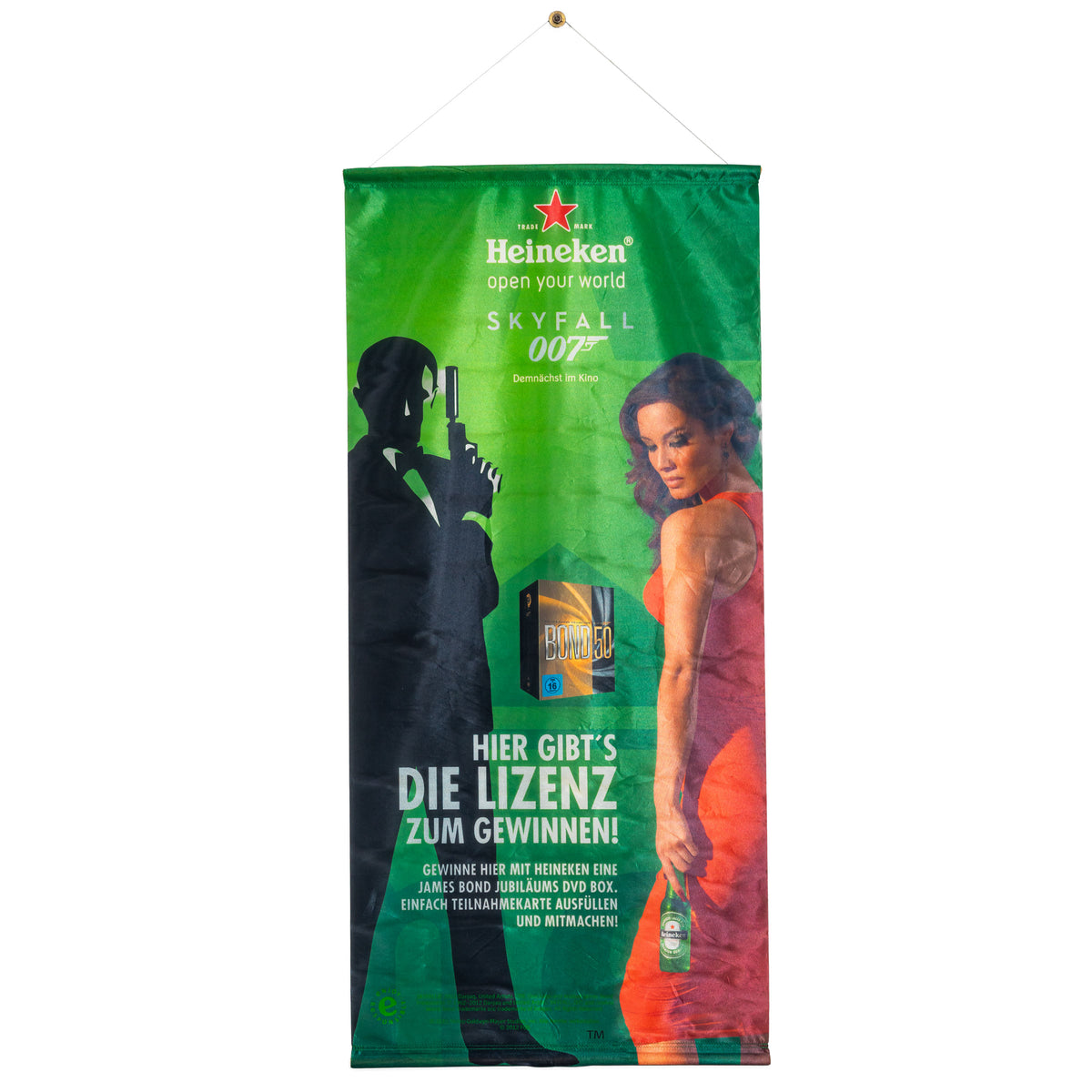 Heineken Bier Banner Rollaufhänger Reklame Skyfall 007 grün