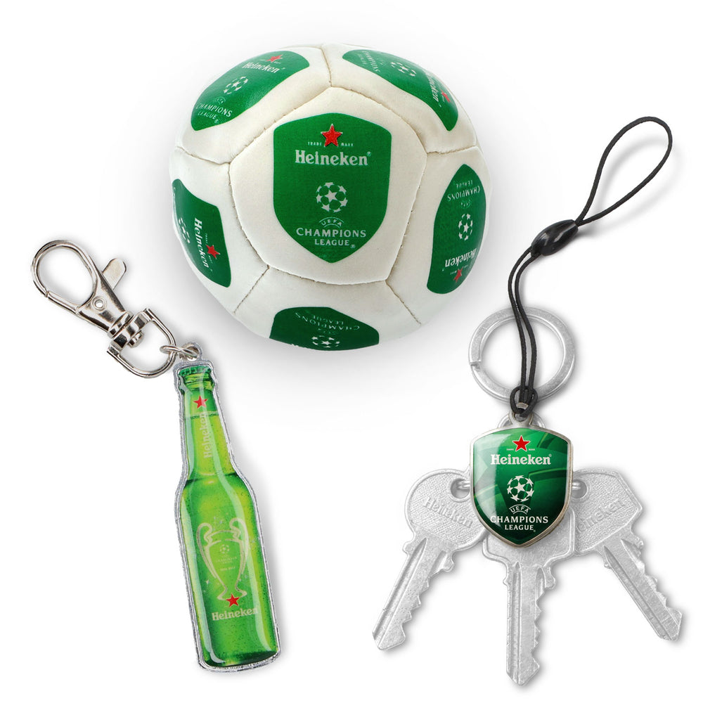 Heineken Bier Fan Bundle Set I aus 2x Schlüsselanhänger Footbag Öffner
