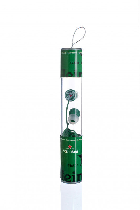 Heineken Bier In ear Kopfhörer in Flaschenverschluß Dose grün