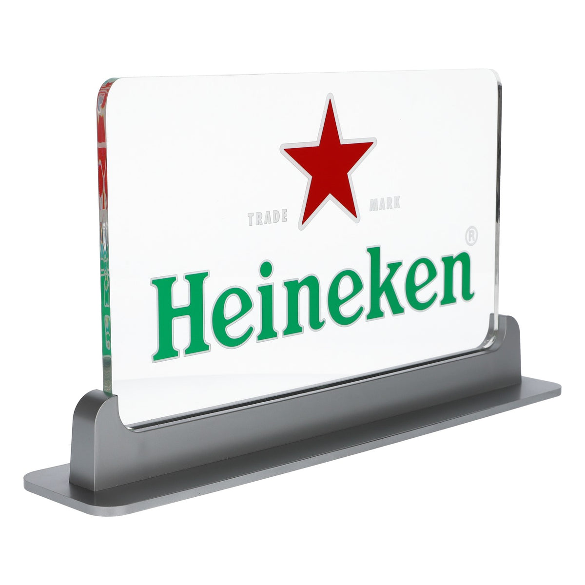 Heineken Bier Leuchtreklame Leuchtwerbung Schild Transparent Silber Boden – Ansicht 3