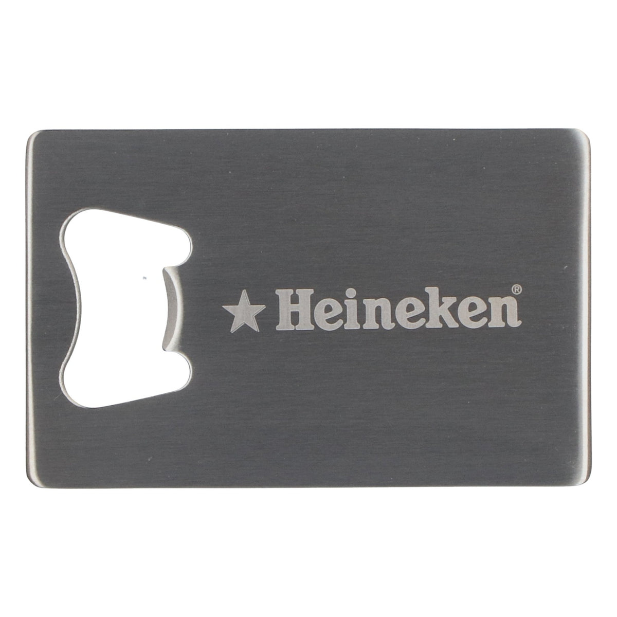 Heineken Flaschenöffner Edelstahl Kapselheber Kreditkartenformat silber Bar – Ansicht 2