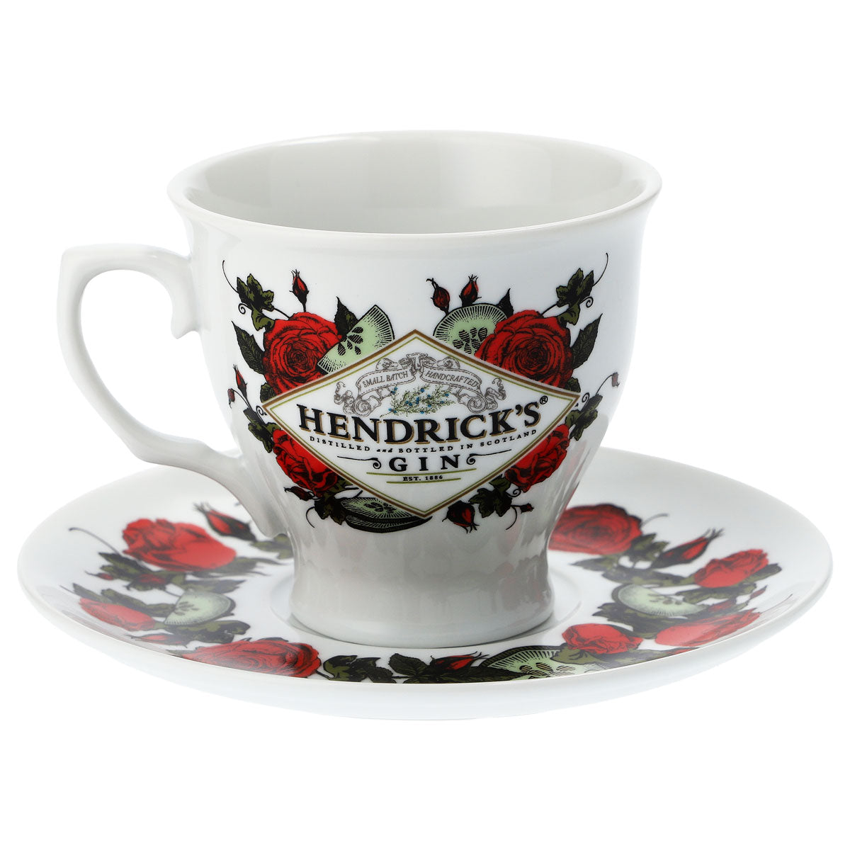 Hendricks Gin Glas mit Unterteller Keramik weiß Tassen Set – Ansicht 3