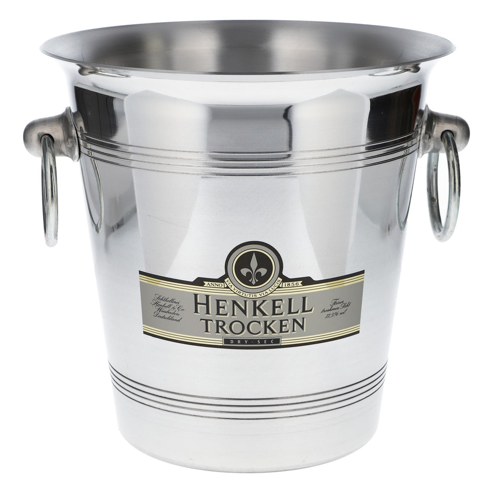 Henkell Sekt Eiseimer Flaschenkühler Eiswürfelbehälter Henkel Metall silber