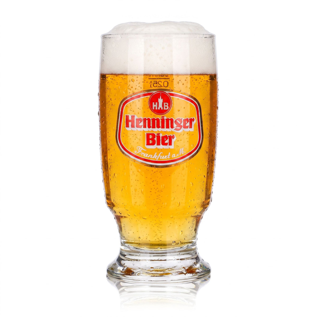Henninger Bier Glas 0,25l Becher rotes Logo Sahm