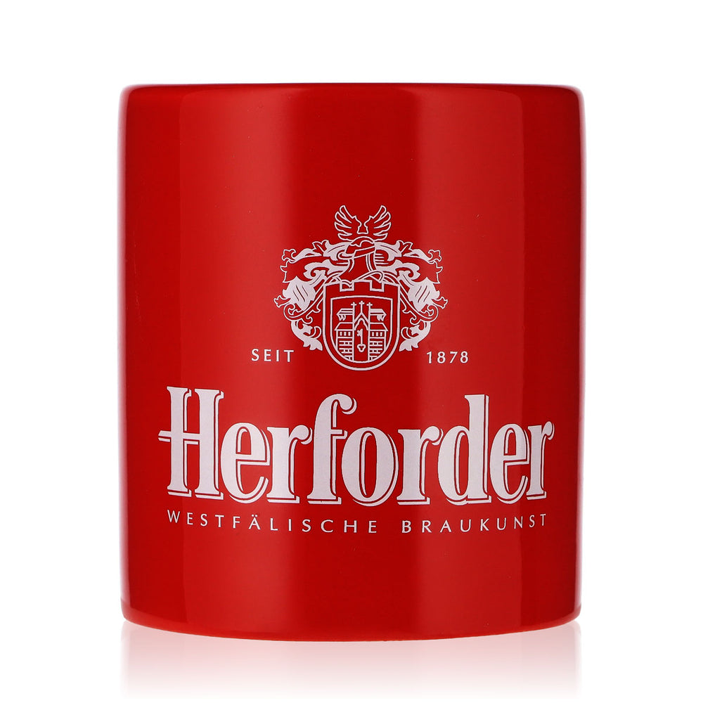 Herforder Brauerei Bier Porzelan Kaffeebecher Tasse Bierpunsch rot