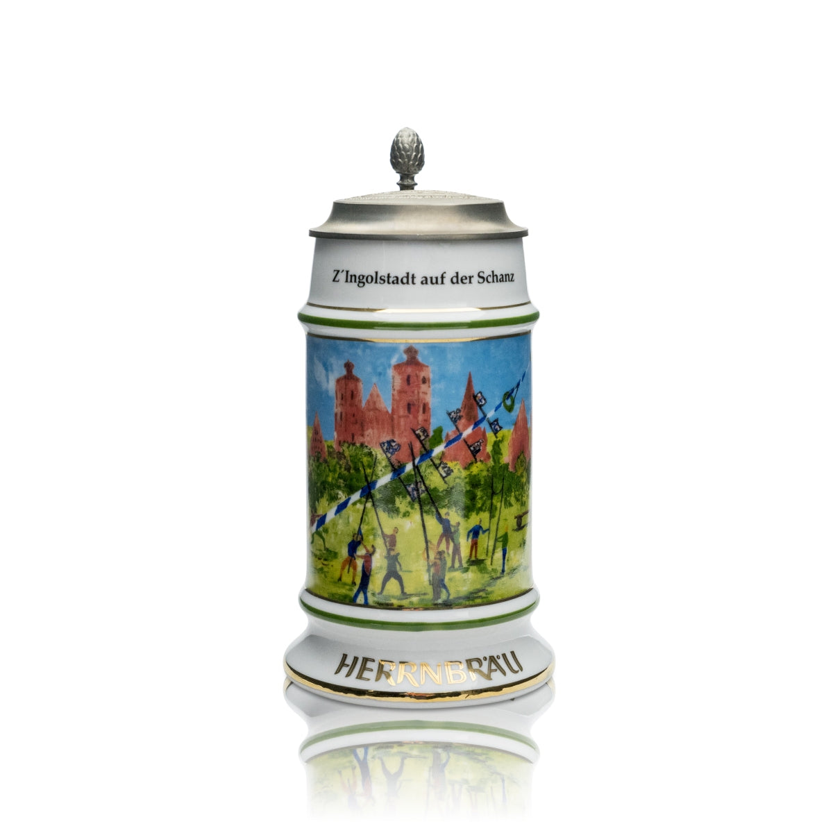 Herrnbräu Sammler Glas Zertifikat 0,5l Bierkrug Christian Seybold 1998 Deckel
